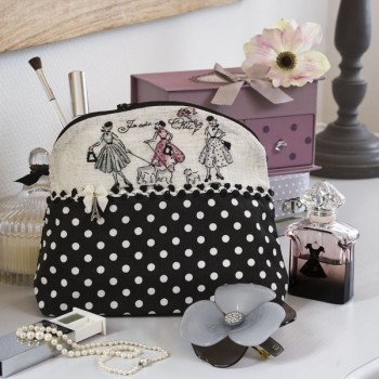 Lin : Trousse ronde «Mademoiselle rose»