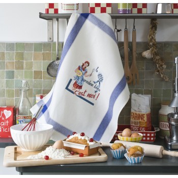 Aïda : Torchon « Cordon bleu » à broder au point de croix