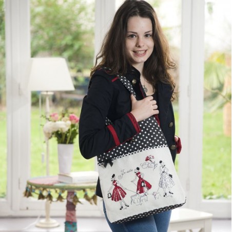 Linen «Mademoiselle en rouge» Bag