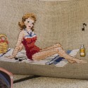 Lin : Grande Pochette « Biarritz » à broder au point de croix
