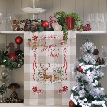 Aïda : Torchon «Noël enchanteur» à broder au point de croix