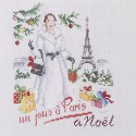 Aïda : Torchon « Un jour à Paris à Noël » à broder au point de croix