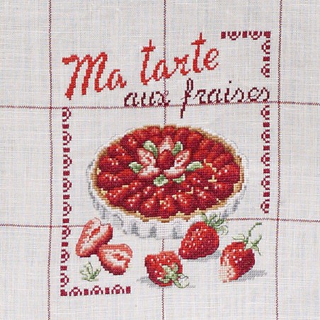 Linen «Strawberry pie» Tea towel