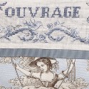 Lin : Maxi trousse à ouvrage « Toile de Jouy » Bleue à broder au point de croix