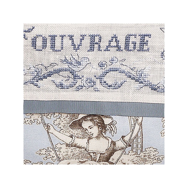 Linen « Toile de Jouy » Blue Maxi pouch