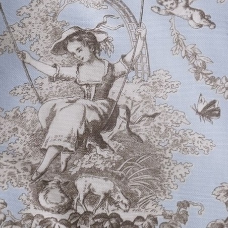 Aïda : Coussin «Toile de Jouy» bleu