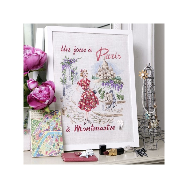 Lin : Un jour à Paris à Montmartre à broder au point de croix