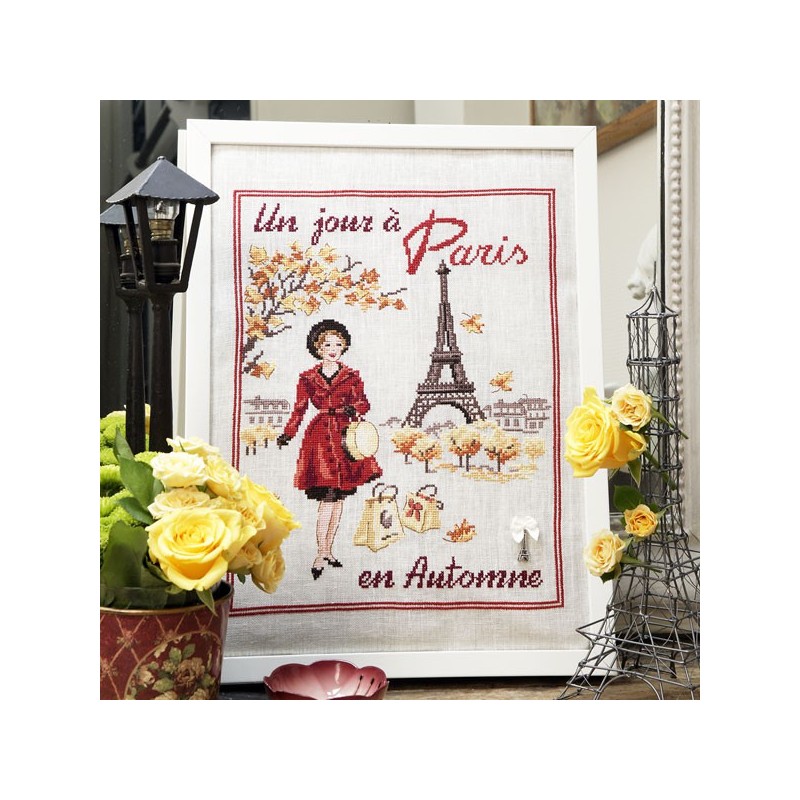 Lin : Un jour à Paris en automne à broder au point de croix