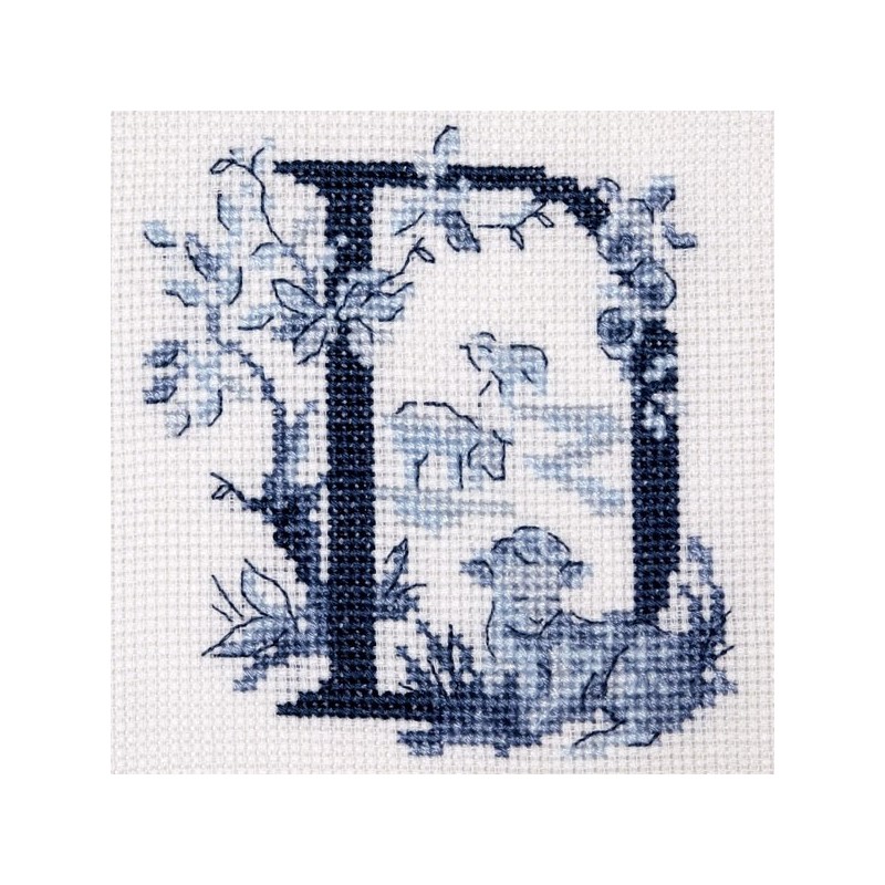 Le grand Alphabet «Toile de Jouy» bleu