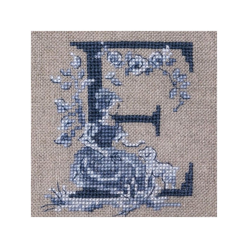 Le grand Alphabet «Toile de Jouy» bleu