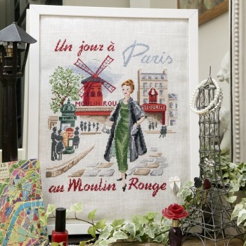 Lin : Un jour à Paris au Moulin rouge à broder au point de croix