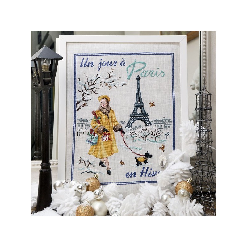 Lin : «Un jour à Paris en hiver» à broder au point de croix