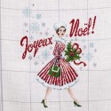 Lin : Torchon «Noël Vintage»  à broder au point de croix