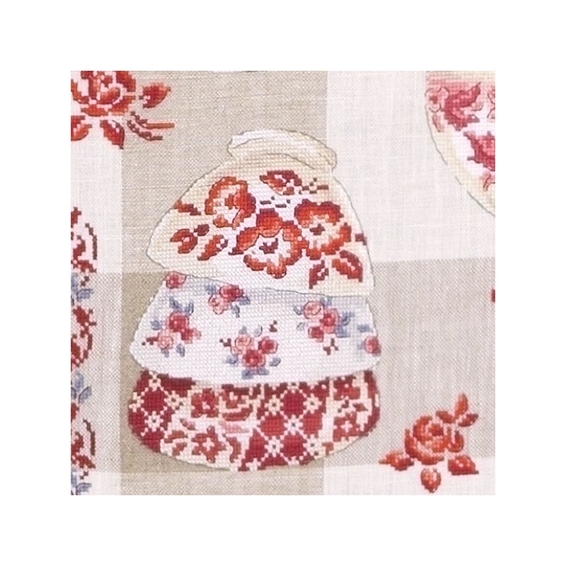Linen «Collection fleurs rouges» N°3 Tea towel
