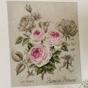 Linen rose study «Pierre de Ronsard» (maxi-pattern)