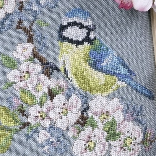 Tapisserie Murale Kyoto En Lin Peint à La Main - Mésange Longue, Fabriqué Au Japon