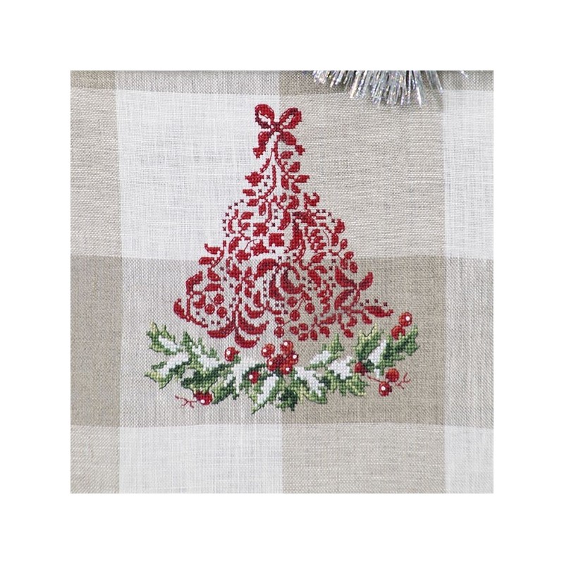 Linen «4 Sapins de fête» Tea towel