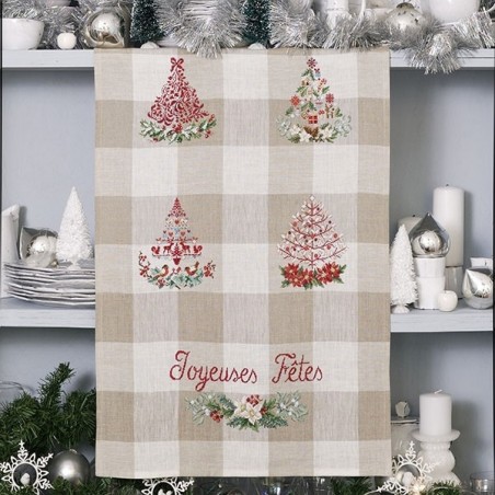 Linen «Christmas trees» Tea towel