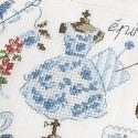 Aïda : Grande trousse à ouvrage « Toile de Jouy » Bleue à broder au point de croix