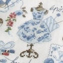 Lin : Grande trousse à ouvrage « Toile de Jouy » Bleue à broder au point de croix