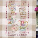 Lin : Torchon « Collection de pichets»  à broder au point de croix