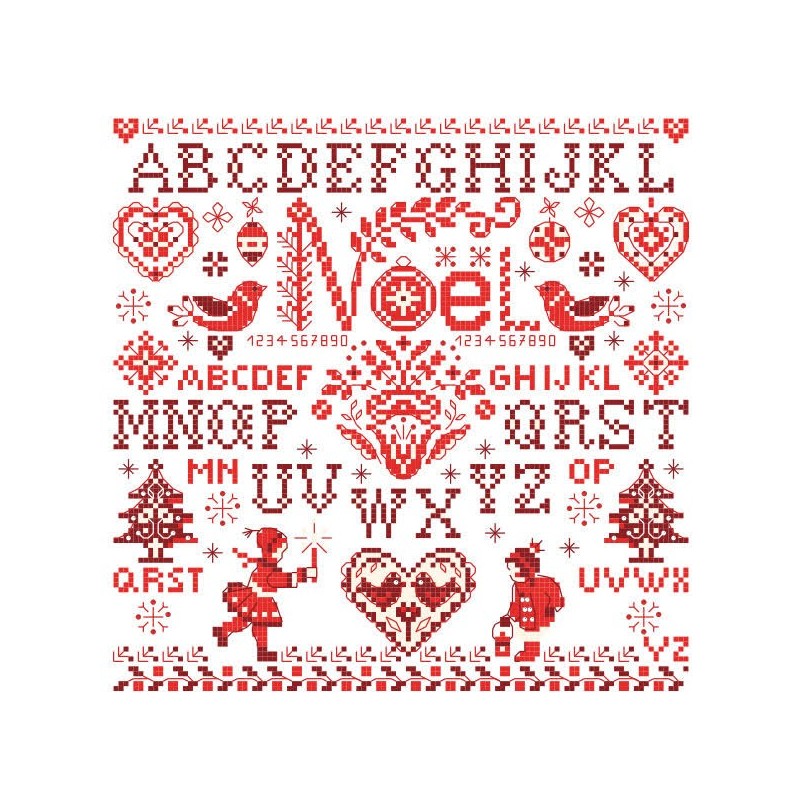 Grille « Sampler de Noël » en rouge et blanc