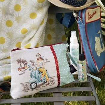 Lin : Trousse «Brigitte» à broder de point de croix