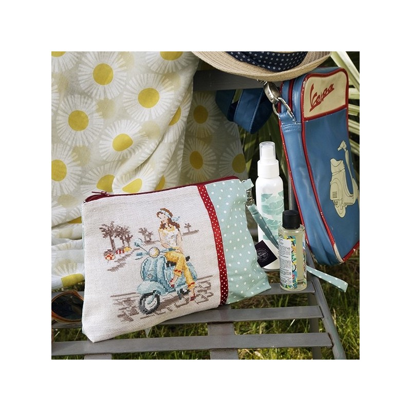 Lin : Trousse «Brigitte» à broder de point de croix