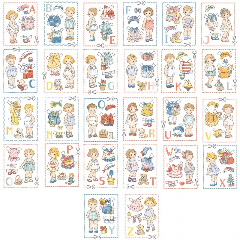 «Paper dolls» A big alphabet chart