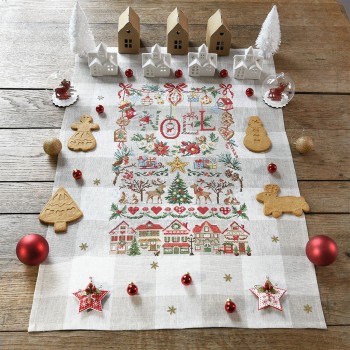 Linen « Imagier de Noël » Tea towel