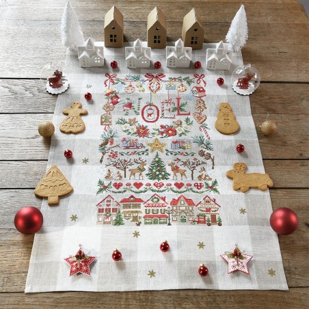 Linen « Christmas in Pictures » Tea towel