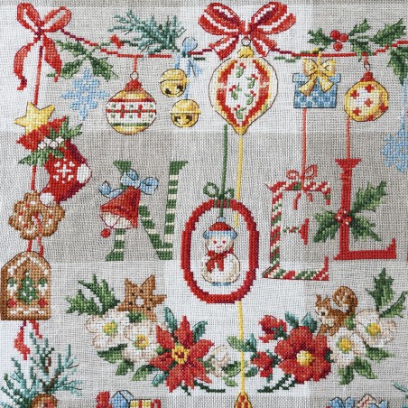 Linen « Christmas in Pictures » Tea towel