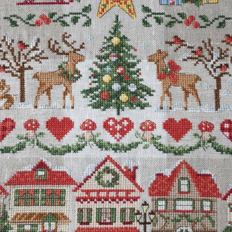 Linen « Christmas in Pictures » Tea towel