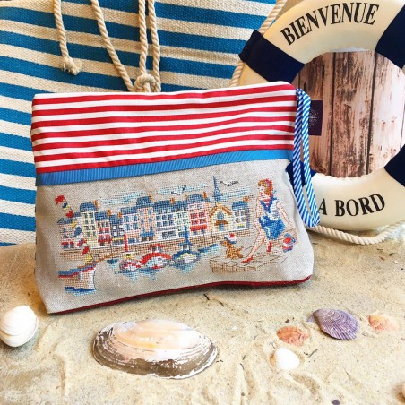 Linen « Honfleur » Maxi pouch