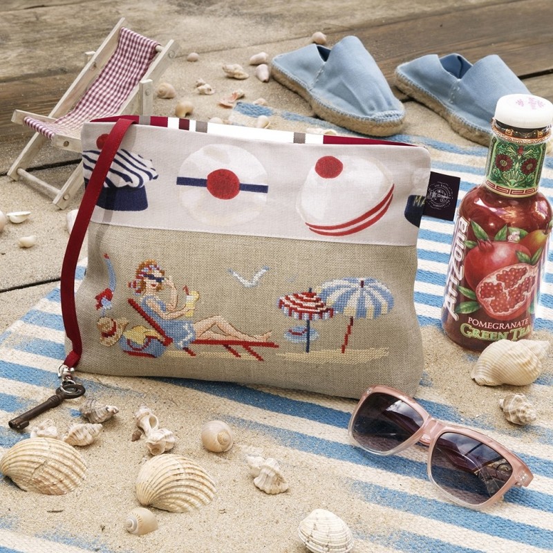 Lin : Maxi trousse «Saint Jean de Luz» à broder de point de croix