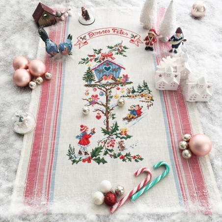 Linen «Little Christmas house» Tea towel