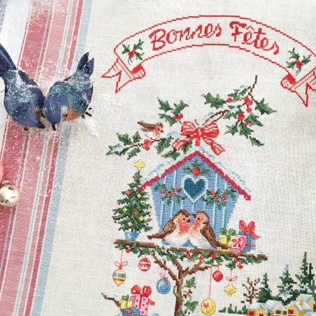 Linen «Little Christmas house» Tea towel