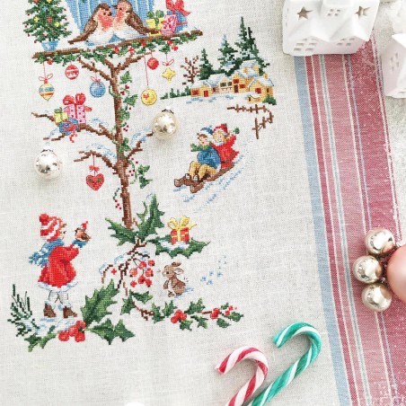Linen «Little Christmas house» Tea towel
