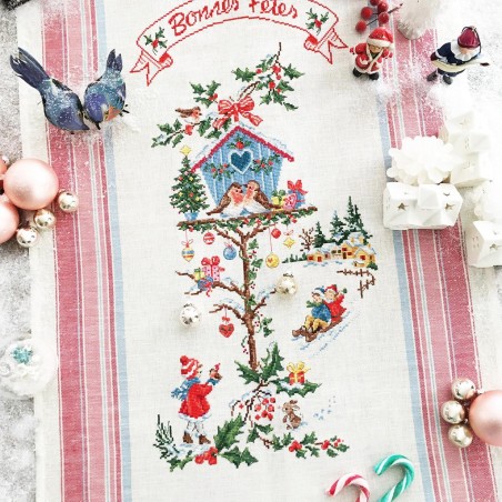 Linen «Little Christmas house» Tea towel