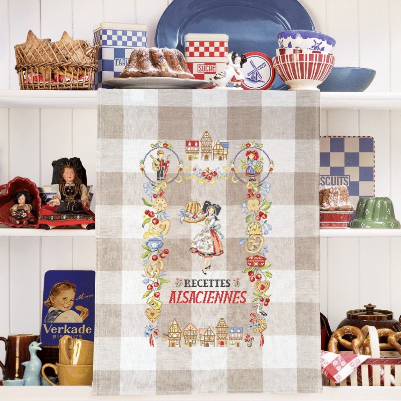 Linen «Recettes Alsaciennes» Tea towel