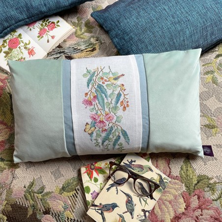 Lin : Coussin «Velours en fleurs »