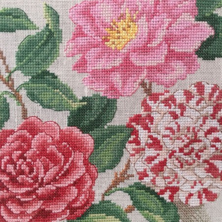 Linen : Camellias Study (maxi-pattern)