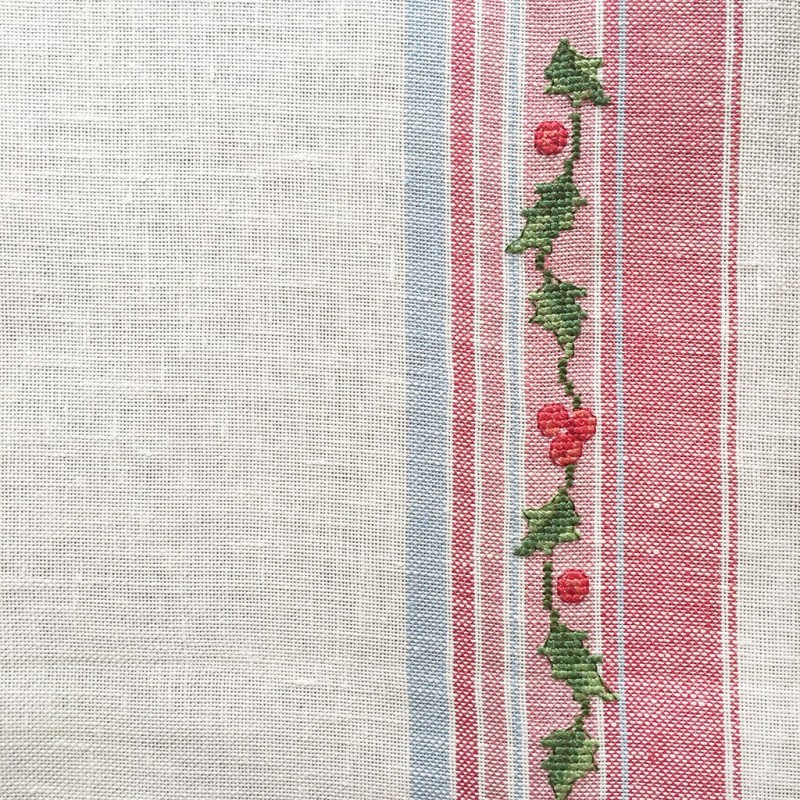 Linen «Noël en famille» Tea towel
