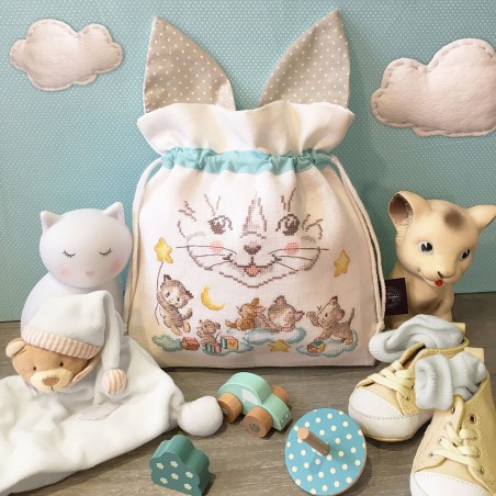 Linen «Kitten» Drawstring pouch