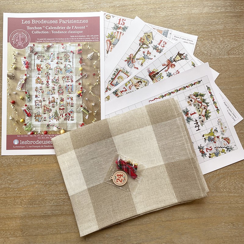 Lin : Torchon «Calendrier de l'Avent»