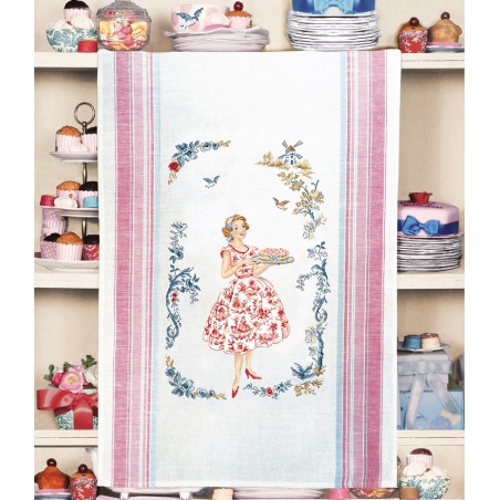 Lin : Torchon «Toile de Jouy»