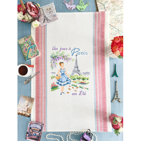 Linen « Un jour à Paris en Été » Tea towel