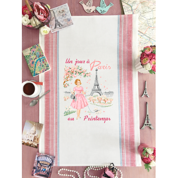 Lin : Torchon «Un jour à Paris au Printemps»