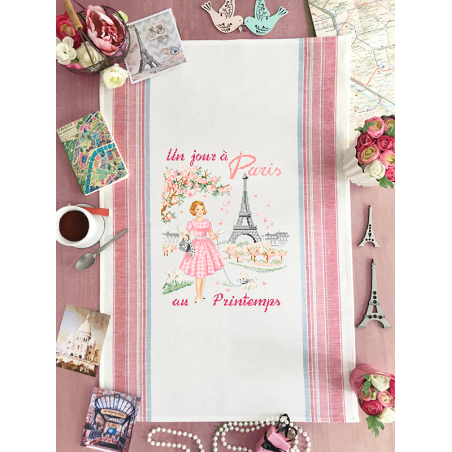 Aïda « Un jour à Paris au Printemps » Tea towel