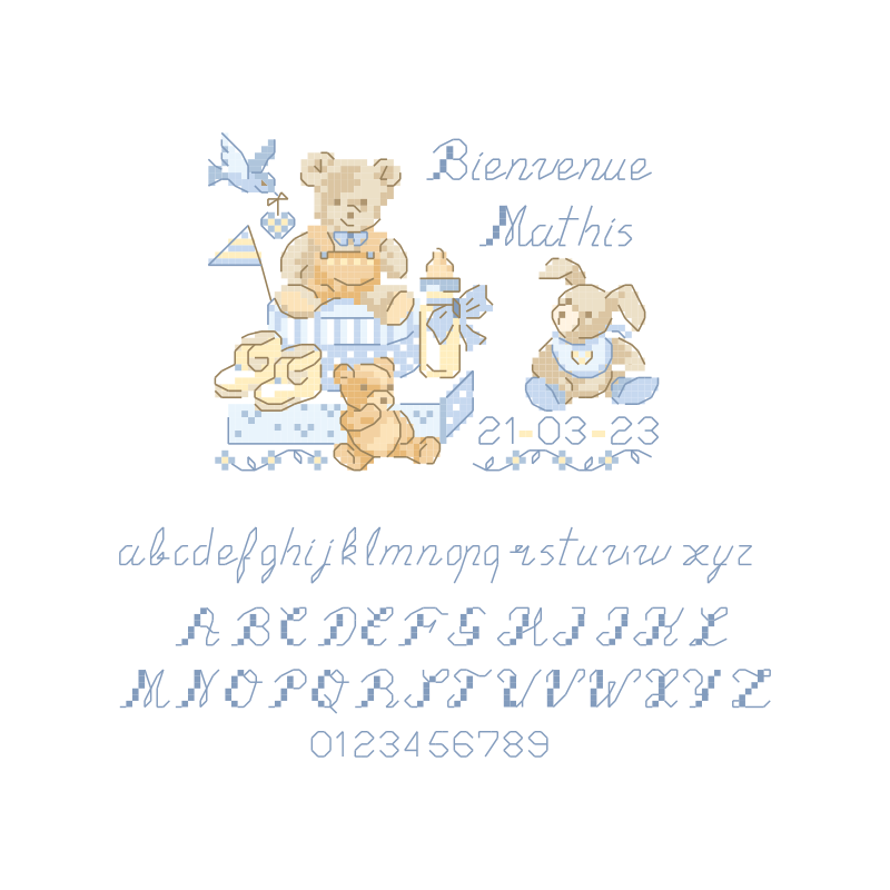 Aïda «Bienvenue baby» Frame-Blue version Aïda «Bienvenue baby» Frame-Blue version